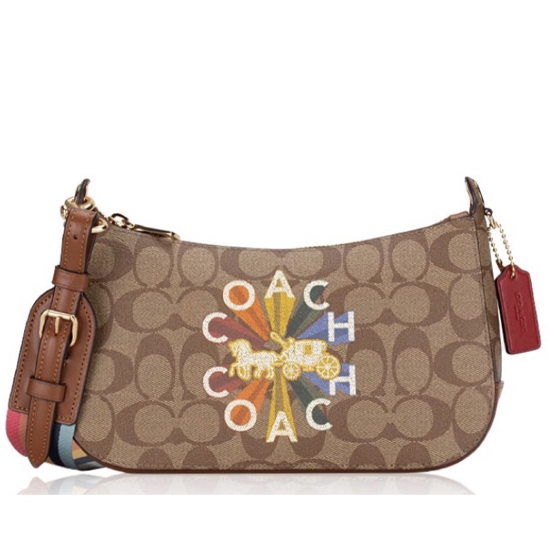 Coach Jes Baguette In Signature Canvas With Coach Radial Rainbow (C6817)