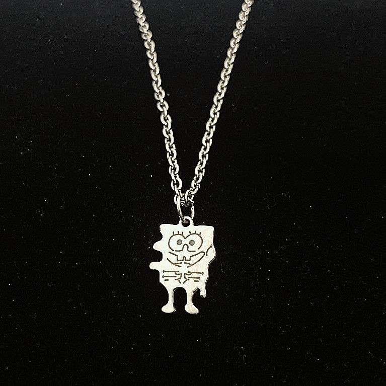 Kalung Rantai Dengan Liontin Spongebob SquarePants | Aksesoris Pria Dan Wanita | Kalung Rantai Dengan Liontin Bunga Untuk Wanita | Kalung Bahan Stainless Steel