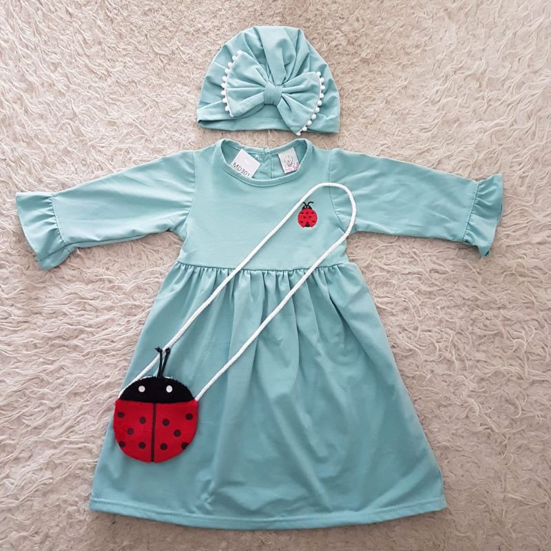 baju bayi Dress + Tas dan Turban
