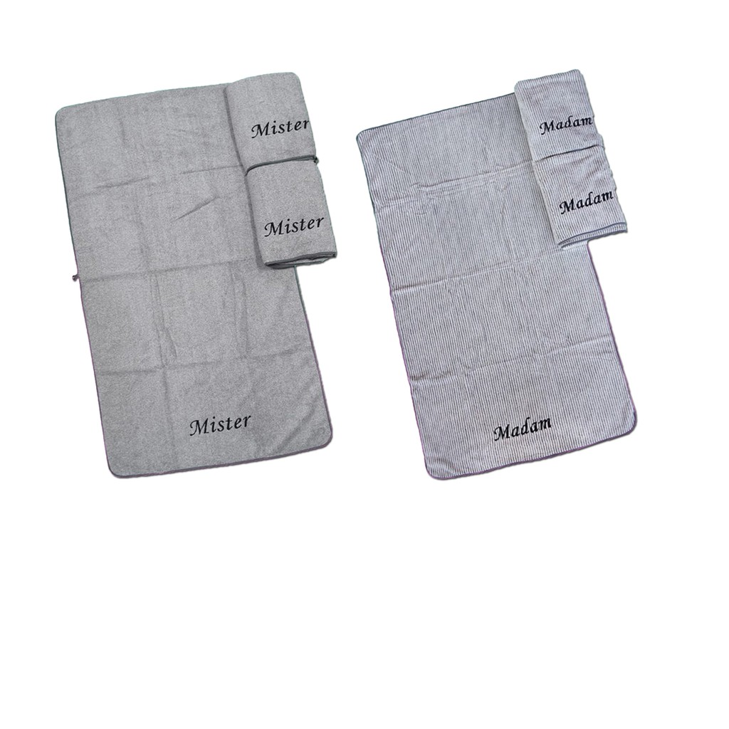 VL - COD MURAH HANDUK MICROFIBER UK 70 X 140 (MADAM DAN MISTER) - TOWEL COUPLE MR AND MRS