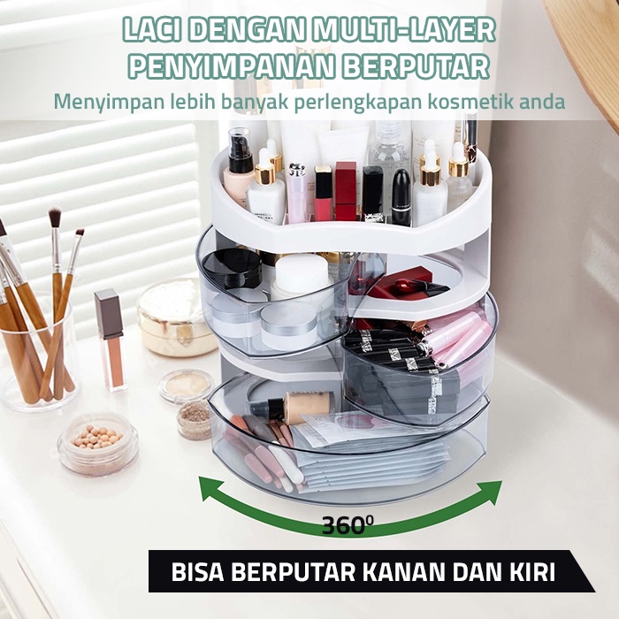 GM Bear Rak Kosmetik Kotak Makeup 1679 - Makeup Organizer Rotating Storage Box