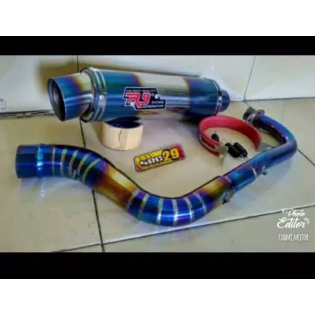 Knalpot racing R9 Mugello buat motor bead FI-karbu VARIO SCOOPI FINO AEROX PCX N'MAX DLL