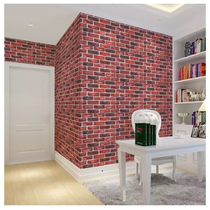 WALLPAPER STIKER DINDING BATA BAKAR COKLAT MIX 45CM X 10M
