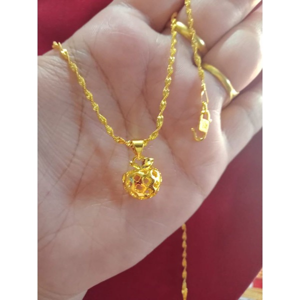 kalung pelintir apel anak dan dewasa lapis emas 24 k