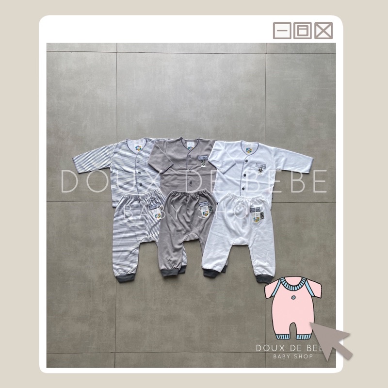 [MOMMYONLINE] NOVA Baju Celana Lengan Panjang Murah 1 Set Newborn 0 - 3 bulan Grey Series