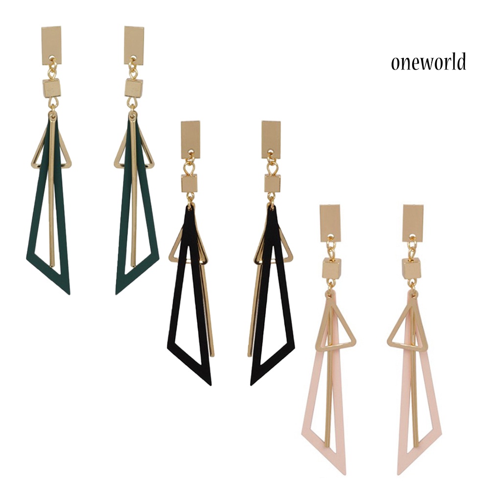 OW# Fashion Women Geometric Long Triangles Drop Ear Studs Earrings Jewelry Gift