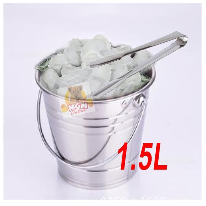 1.5L Tempat es batu ember Stainless - Ice bucket stainless lebar 15cm