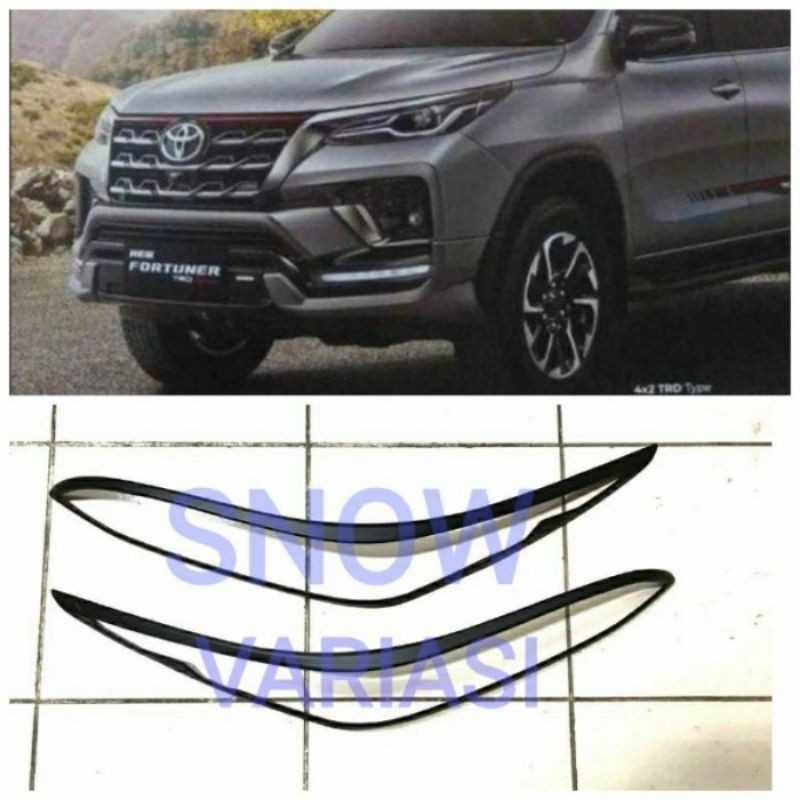 Garnish lampu depan all new fortuner 2021 facelift hitam head lamp