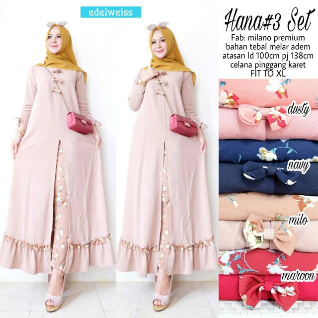 Hana 3 By Edelweiss | Gamis Syari | Gamis Kekinian | Gamis Busui | Maxy Dress