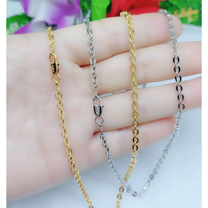 kalung Nuri kaca kecil 0.3mm gold n silver panjang 45cm