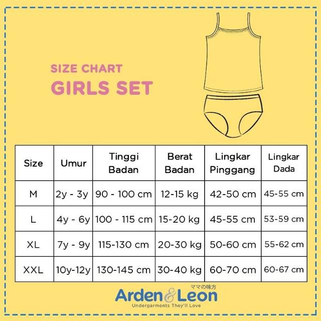 ARDEN &amp; LEON TANKTOP PAKAIAN DALAM &amp; CD CELANA DALAM SETELAN ANAK PEREMPUAN GIRL SET