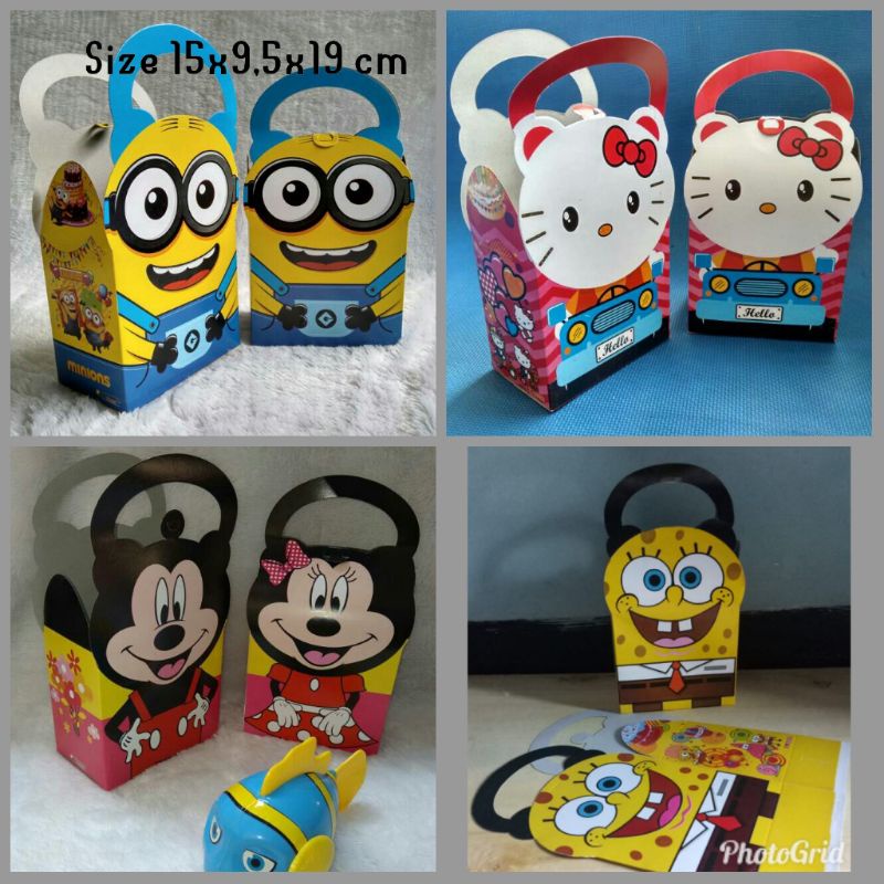 Tas ulang tahun snack Karakter kartun lucu TAS KERTAS TEBAL anak songgong perempuan laki-2