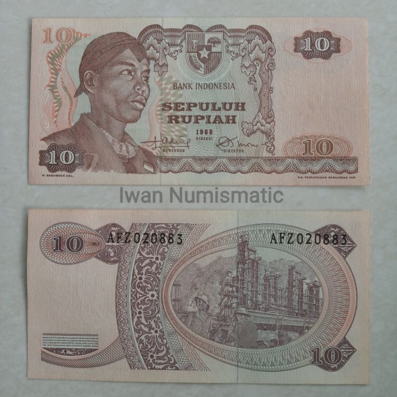 Koleksi Uang Kuno 10 Rupiah Sudirman Tahun 1968 UNC Gress