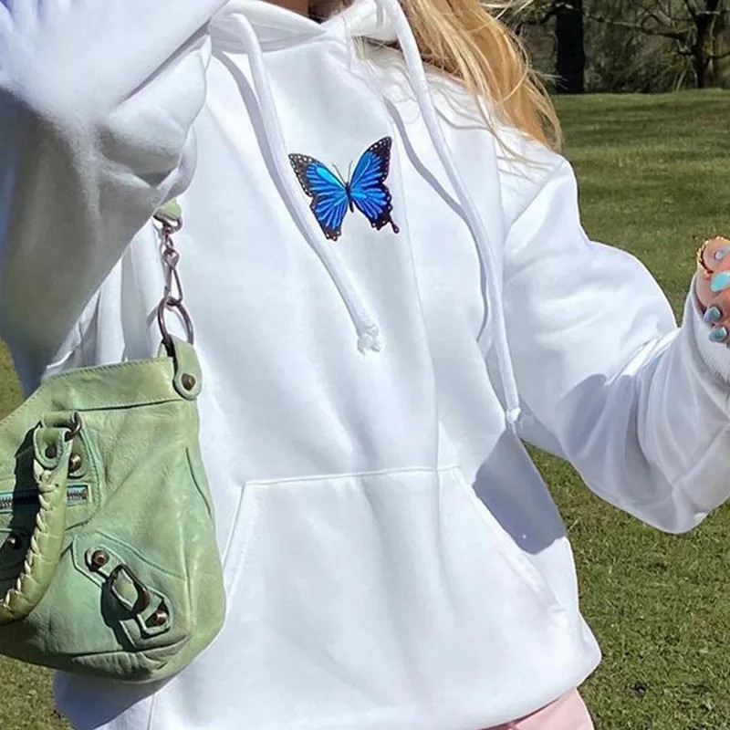 Sweater Hoodie Hodie Hoddie Wanita Gambar Kupu-Kupu Butterfly Sweeter Switer Cewek Cewe Oversize Korean Style Tebal Ori Murah Import Premium Terbaru XXL Jumbo Hoodie Wanita Oversize Korea Tebal Jaket Hoodie Butterfly Kupu-kupu