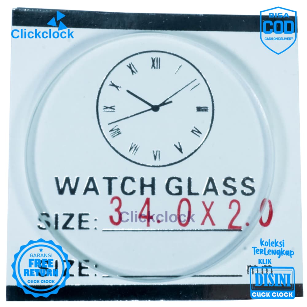 Kaca Jam Kaca Bahan Watch Glass PNC-340 Murah 3,4 cm