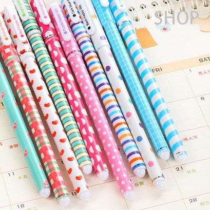 

✰*OTUR* PATTERN COLORING PEN SET 10 Pena Pulpen Plastik Tinta Warna Pink Ungu Oren Biru Kuning Hijau
