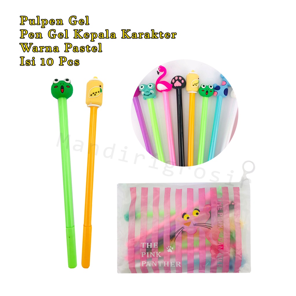 pen*Pulpen Gel *Pen Gel Kepala Karakter *Warna Pastel *Isi 10 Pcs