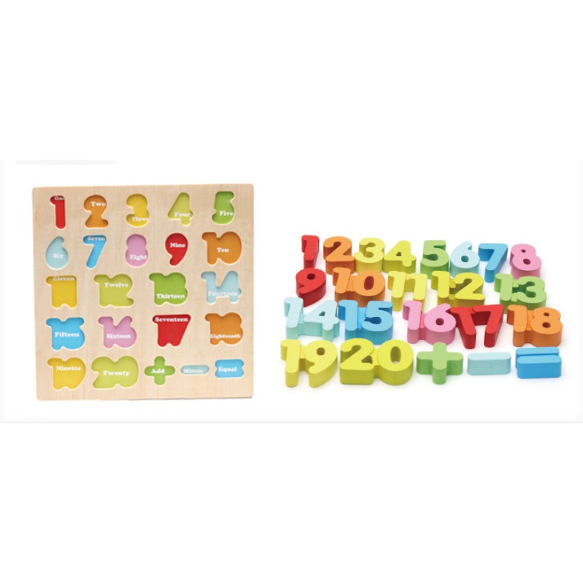 Mainan Edukasi Chunky Puzzle Kayu Tebal TIMBUL BESAR Huruf Kapital Alfabet / Puzzle 3D Angka Tanda Hitung / Chunky Wooden Puzzle Gendut