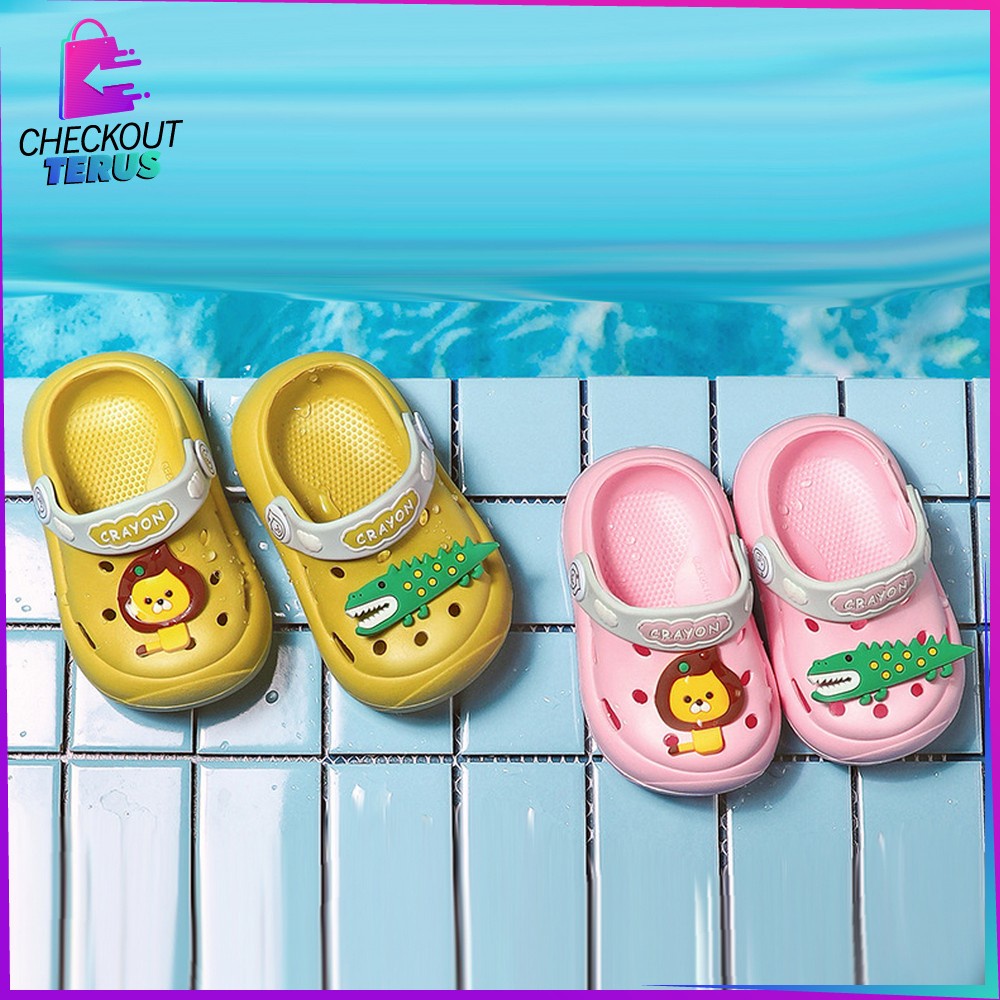 CT S39 Sandal Sepatu Anak Dengan Tali Belakang Bahan EVA Motif Dinosaurus Lucu Anti Slip Waterpoof Import Cute Slipper Baby Gemoy