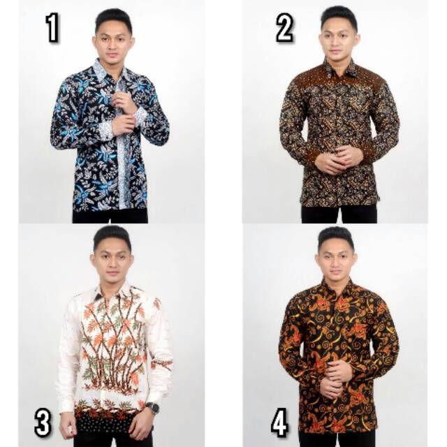 Nayshi Batik Hrb026 Baju Kemeja Batik Hem Sogan Prada Tulis Halus Original Daun Blarak Biru Pancal