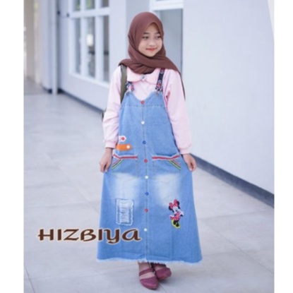 new style OVERALL MIDI DRESS JEANS WASH HQ untuk anak umur 2-12 thn