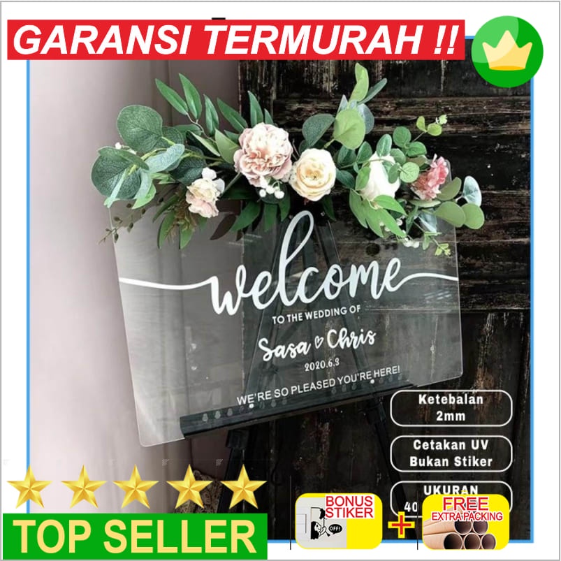 Promo DEKORASI LAMARAN / ACRYLIC WEDDING SIGN / SIGNAGE / WELCOME BOARD - Welcome Sign Keren