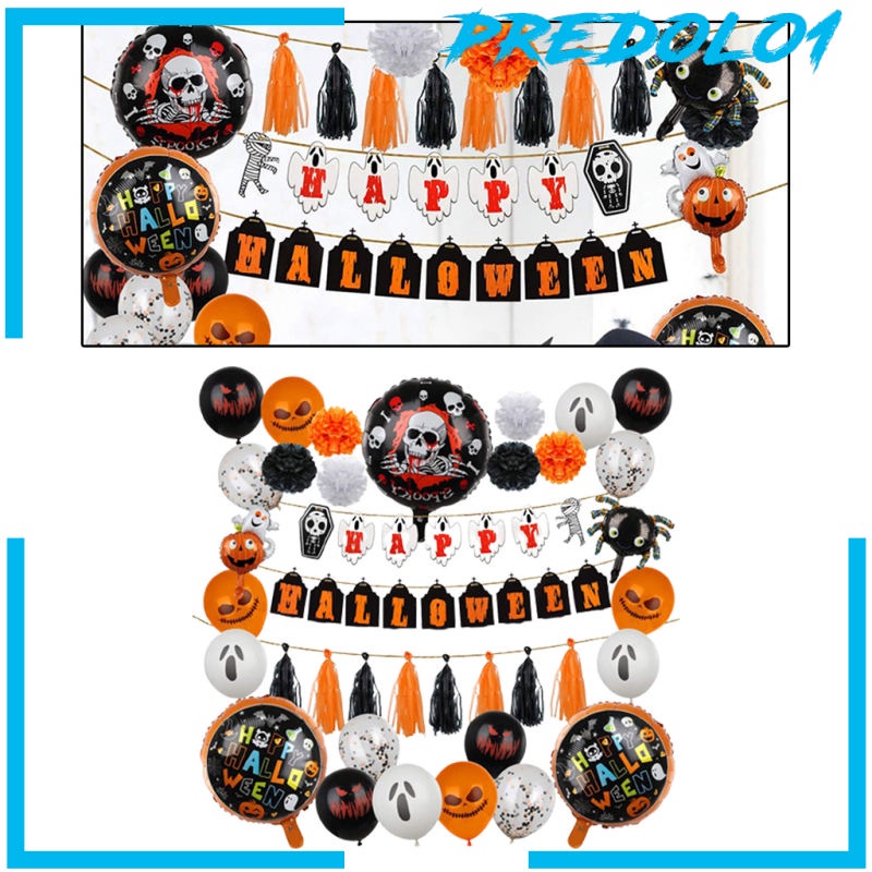 (Predolo1) Balon Latex Aluminum Foil Tema Halloween Untuk Dekorasi Ulang Tahun