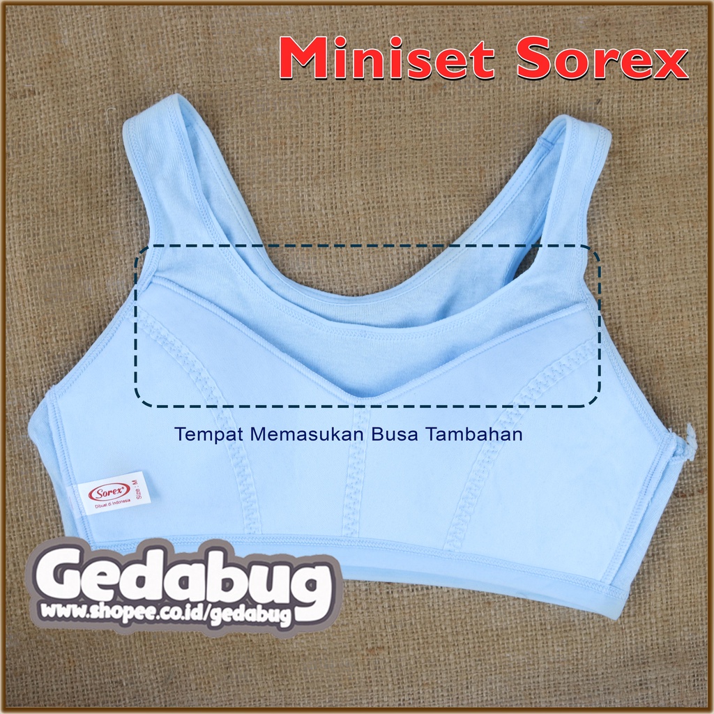 Miniset Sorex Anak 1031 | Miniset ABG Cup Cukup Tebal Tali Lebar | Motif Polos