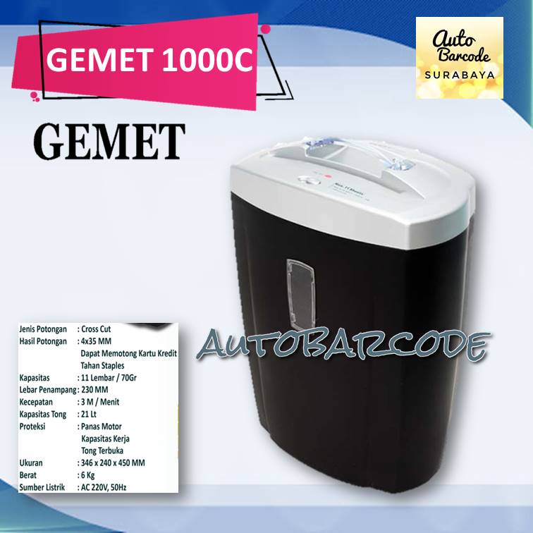 MESIN PENGHANCUR KERTAS GEMET 1000C SHREDDER CROSS CUT