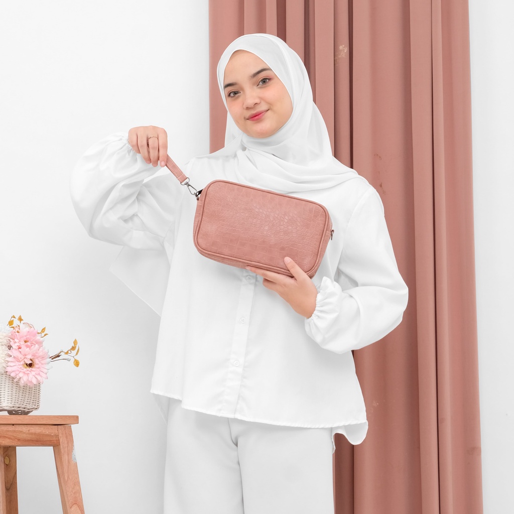 Travel Organizer Kosmetik Polos Tempat Alat Make up Pouch Makeup Wanita Dompet rantai Kosmetik Cewek