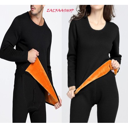 Premium 1 Set Longjohn Winter Pria / Wanita Golden Fleece Thermal Underwear