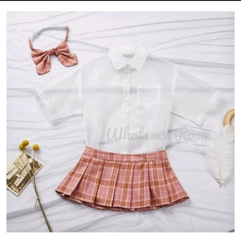 BOLEH NEGO-School Uniform Student Roleplay Sexy Lingerie Pink BAJU TIDUR DEWASA/DINAS MALAM (Seragam