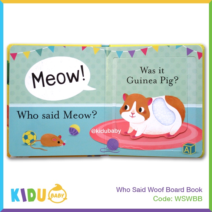 Buku Cerita Anak atau Buku Cerita Bayi Who Said Woof Moo A Lift The Flap and Feel Book Board Book Little Tiger Kidu Baby