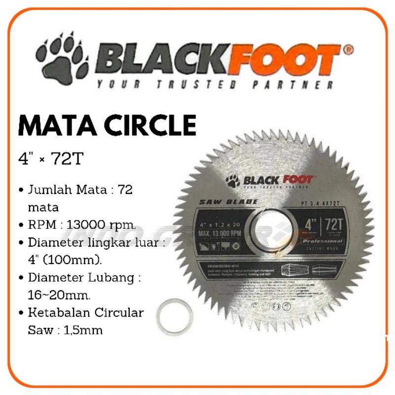 BLACKFOOT Mata Circle 4&quot; × 72T Mata Potong Kayu 4 inch Circular Saw Blade