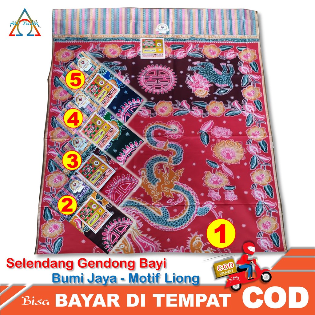 Jarik Gendongan Selendang Gendong Bayi, Cukin, Panjang 2,5 Meter Bumi Jaya Mahkota Motif Liong