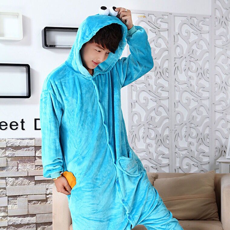 KOSTUM ELMO SESAME STREET COOKIE MONSTER ONESIE PIYAMA BAJU TIDUR IMPOR