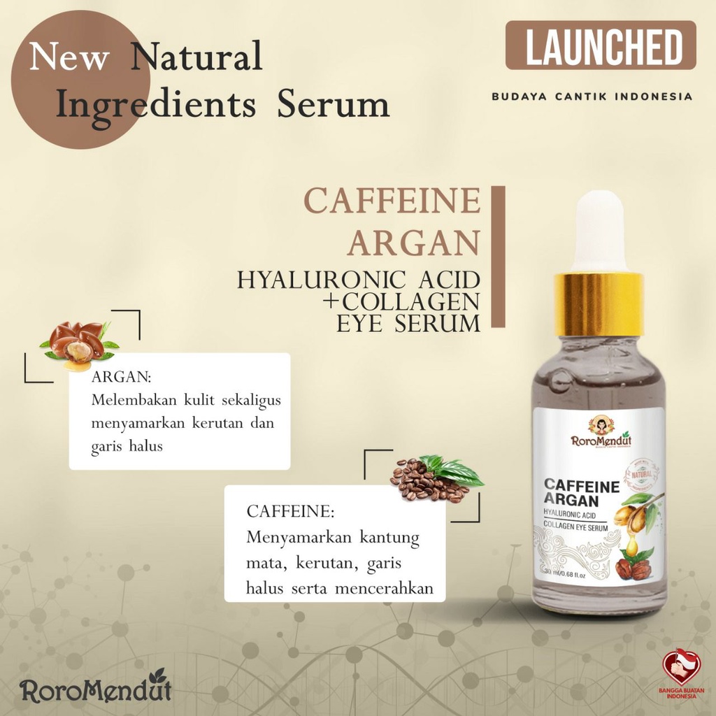 Roro Mendut caffeine argan hyaluronic acid collagen eye serum &amp; Essence Wajah