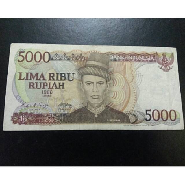 Uang 5000 rupiah teuku umar thn 1986