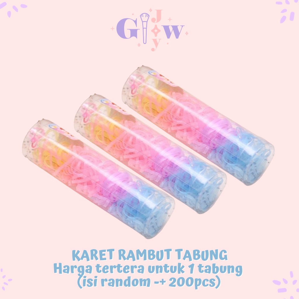 A14 KARET IKAT RAMBUT SATU TABUNG 1 ikat pita scrunchie kunciran hair anak remaja ibu headband bahan aksesories jepitan extension palsu hiasan kepala tiara mahkota kunciran kuda hitam fashion head cantik murah termurah viral pastel warna lucu imut