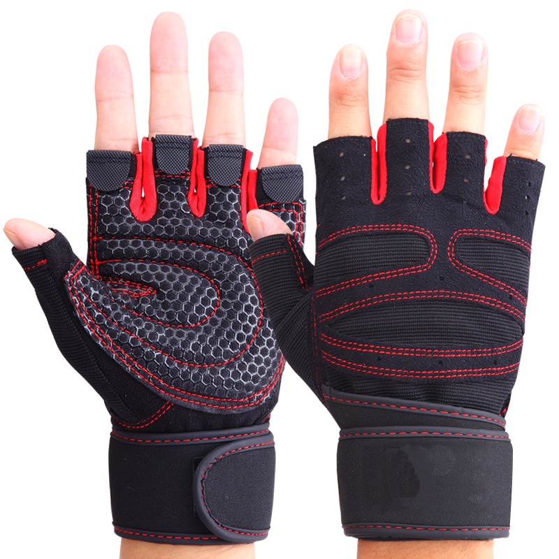 Sarung Tangan Motor Half Finger Gym - Size XL - Black/Red