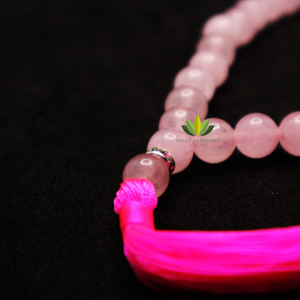 Tasbih Batu Rose Quartz Pink Natural 33 Butir