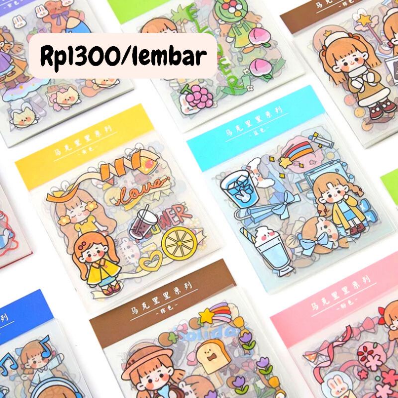 

1 Lembar Sticker Deco Cutie Girl Theme Transparan PVC Tumblr Journal Scrapbook