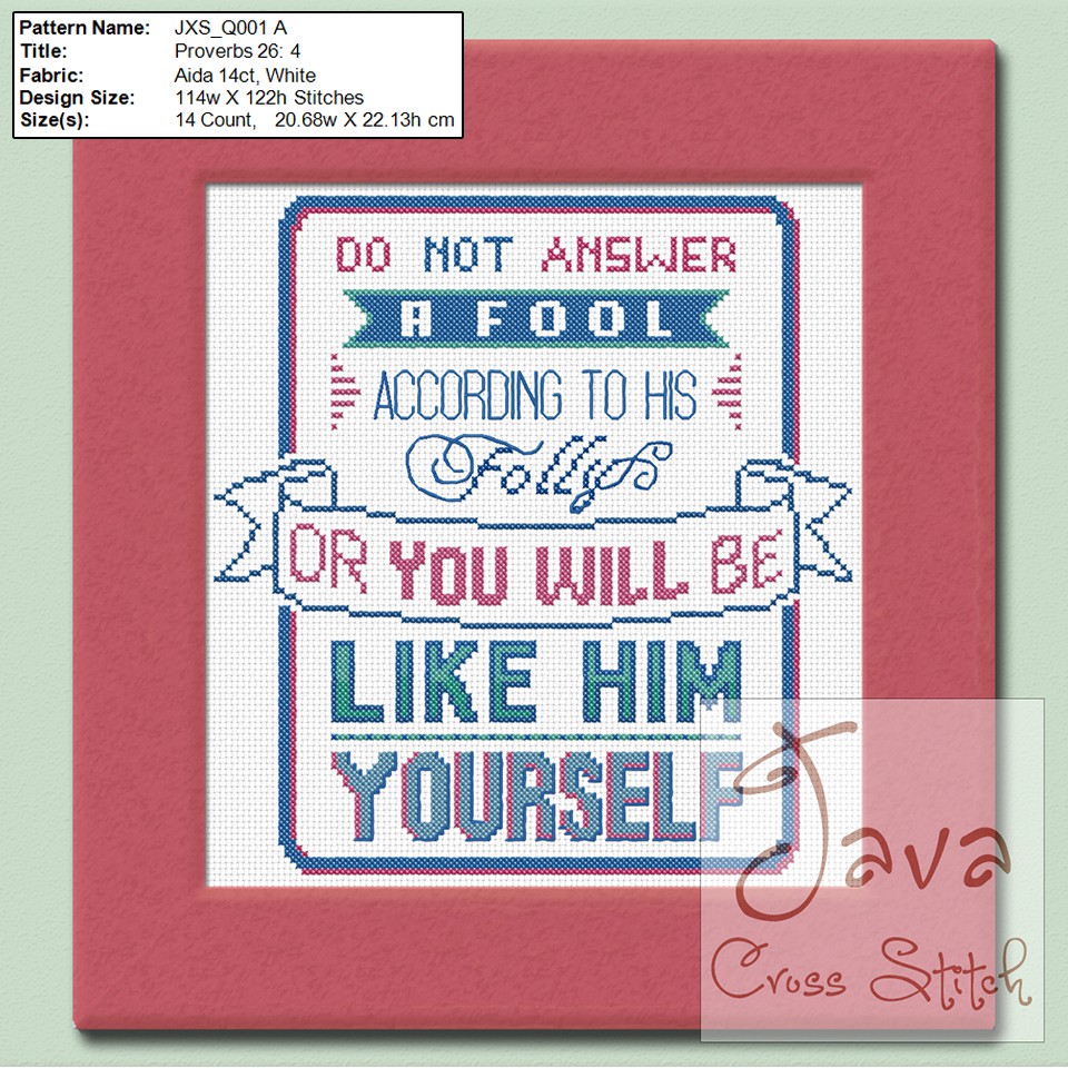 Paket kristik ayat Alkitab Amsal 26:4 (Proverbs 26:4) code JXS_Q001A