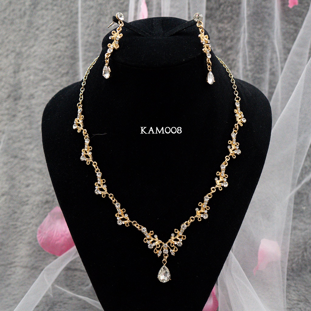 [BEST SELLER] SET PERHIASAN KALUNG ANTING CRYSTAL EMAS PENGANTIN  KAM008