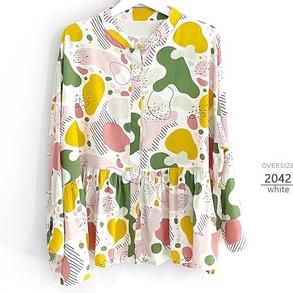 Penjualan Terbanyak.. KEMEJA WANITA BAJU ATASAN JUMBO BIGSIZE OVERSIZE PEPLUM LD 135cm XXXL KOREAN S