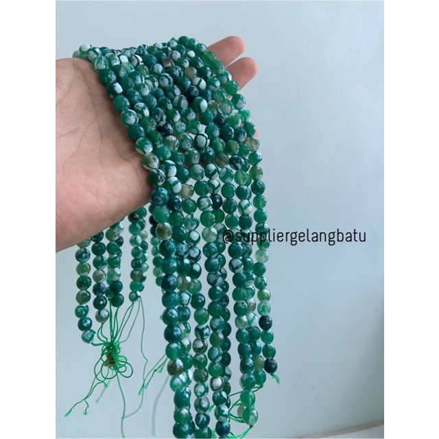 bahan CUTTING GREEN WHITE PERSIAN JADE 8mm batu import putih hijau