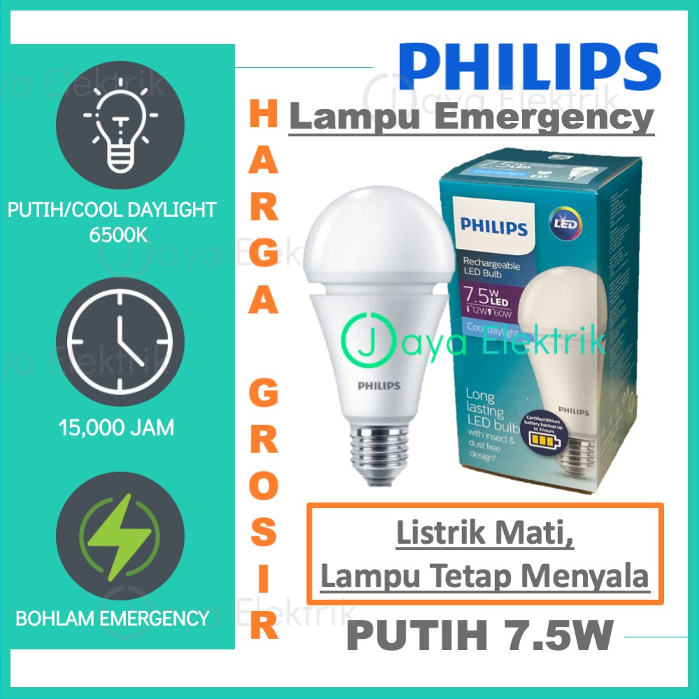 Lampu Emergency Philips LED 7.5W Emergensi Cas 7,5W 7,5 Watt Pengganti