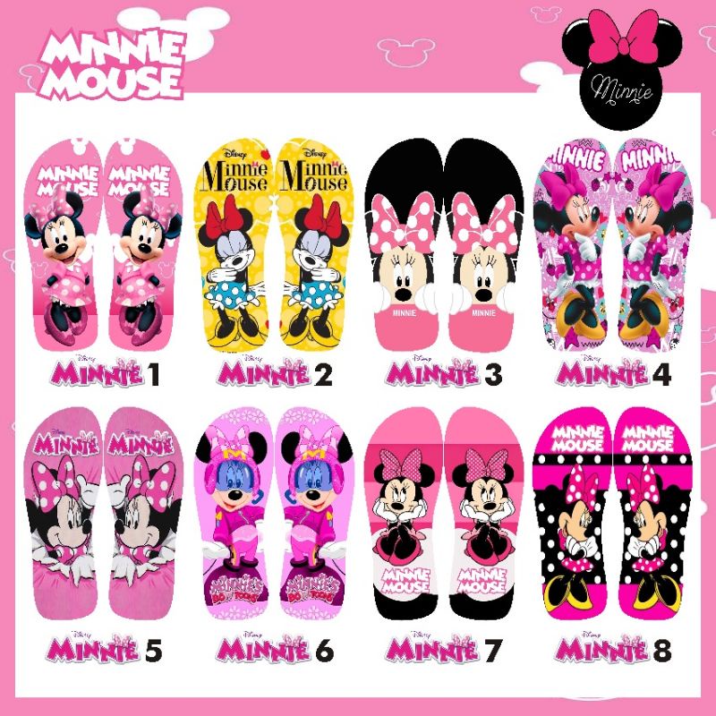 SANDAL CUSTOM NAMA KARAKTER MINIE MOUSE ANAK/DEWASA FREE CUSTOM SUKA SUKA