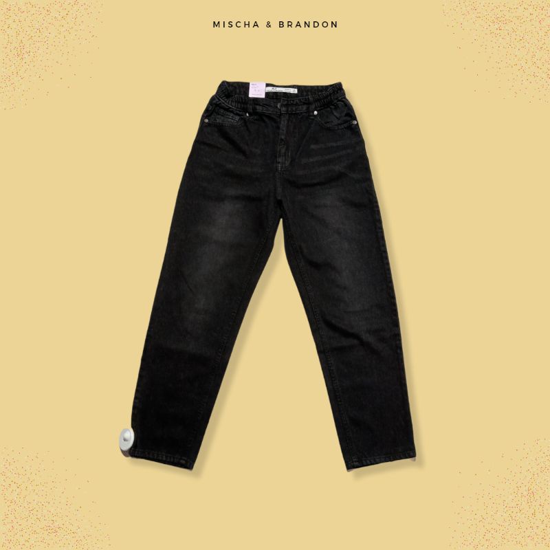 Celana Boyfriend Jeans Wanita Hitam Polos Original Mischa&Brandon