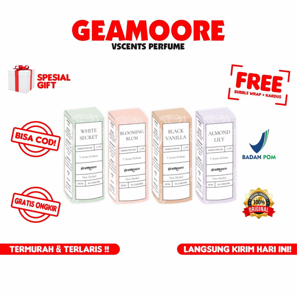 GEAMOORE V SCENT PERFUME MISS V PARFUM KEWANITAAN 3ml BPOM TERMURAH TERLARIS vscent